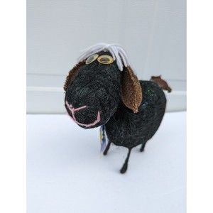 Black Sheep Whimsical Figure Google Eyes Burlap Coco Daisy Fun Party Girl Silly